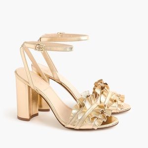 J.Crew Gold Ruffle Sandal 8.5 NIB